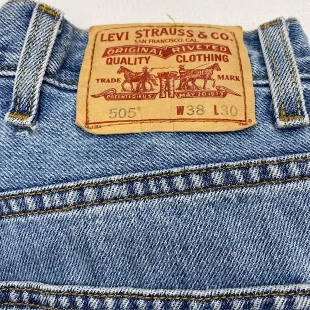 Levis 505 Mens Jeans W38 L30 Regular Fit Straight Leg 100% Cotton 00505-4891